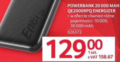 Powerbank 20000 mAh QE20009PQ Energizer promocja w Selgros