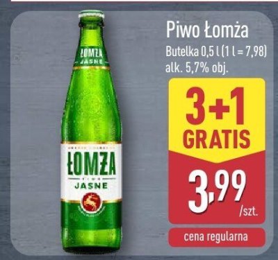 Piwo Łomża Jasne butelka 500 ml alk. 5.7% 3+1 GRATIS promocja w Aldi