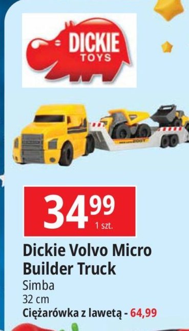 Samochód volvo builder 32 cm Dickie toys promocja w Leclerc