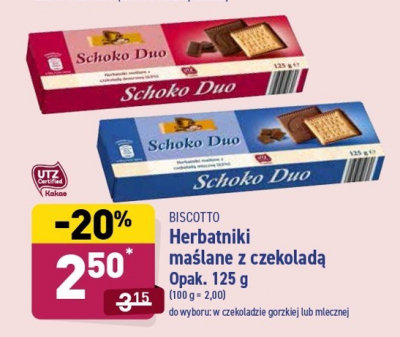 Herbatniki ma艣lane w mlecznej czekoladzie Schoko duo promocja