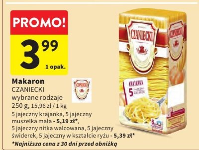 Makaron CZANIECKI wybrane rodzaje promocja w Intermarche