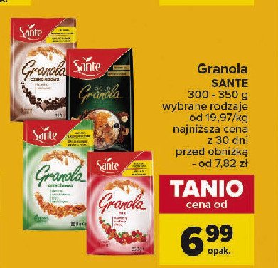 Płatki granola orzechowe Sante granola promocja