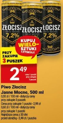 Piwo Złocisz Jasne Mocne, 500 ml promocja w Twój Market
