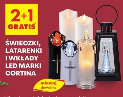 Świeczki, latarenki i wkłady LED marki Cortina 2+1 gratis promocja w Biedronka
