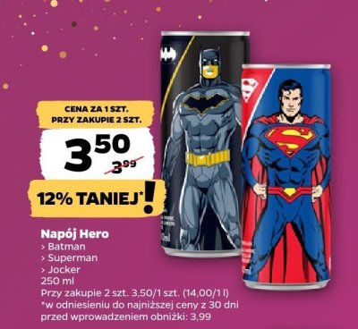 Napój Hero Superman promocja w Netto