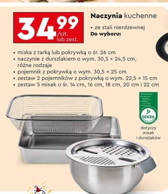Naczynia kuchenne ze stali nierdzewnej, różne wzory promocja w Biedronka