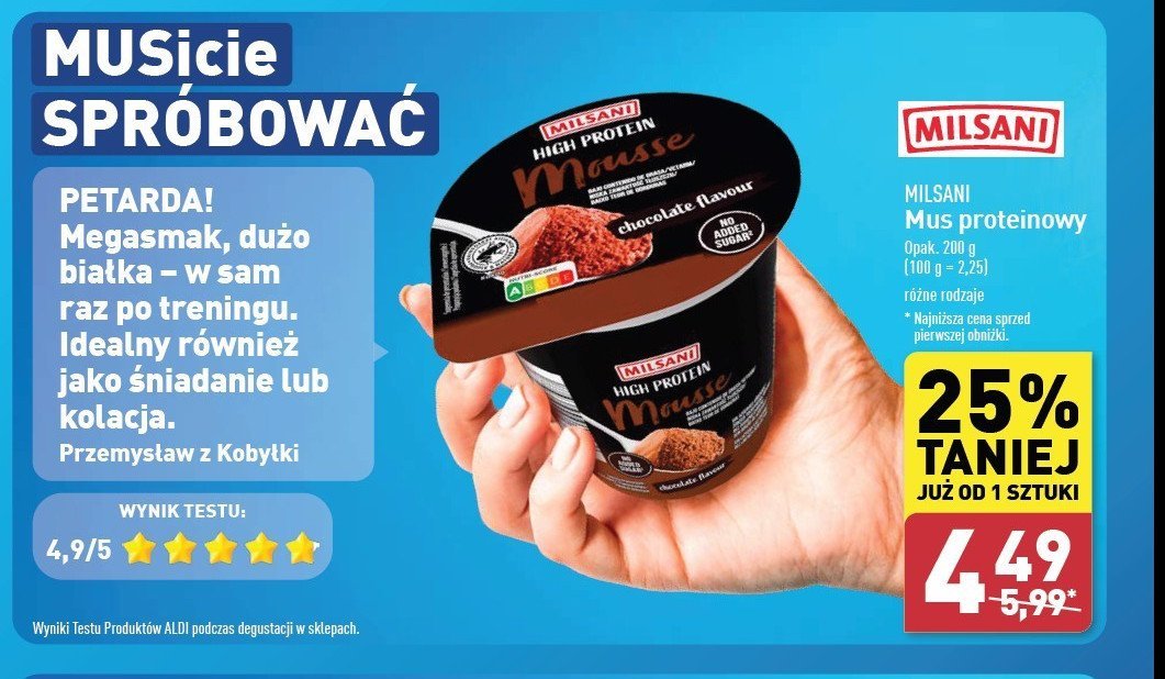 Mus proteinowy czekoladowy Milsani promocja