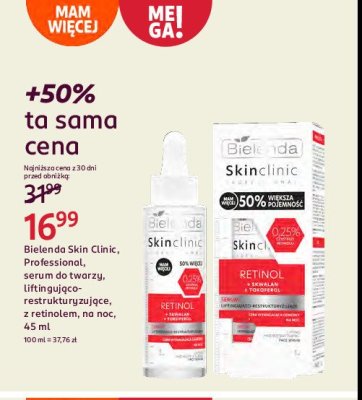 Serum liftinguj膮co-restrukturyzuj膮ce retinol BIELENDA SKIN CLINIC PROFESSIONAL promocja