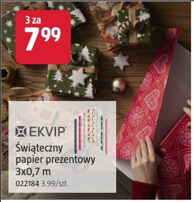 Świąteczny papier prezentowy EKVIP 3x0,7 m promocja w Jula
