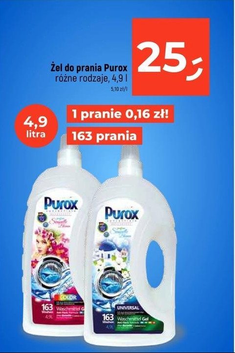 Perfumowany żel do prania universal Purox promocja