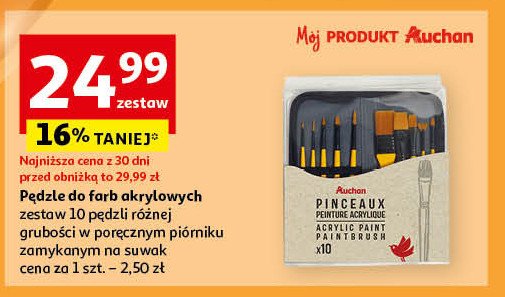 Pędzle  akrylowe Auchan promocja w Auchan