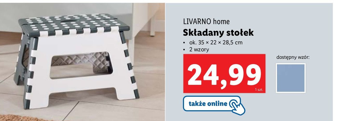 Stołek składany 35 x 22 x 28.5 cm LIVARNO HOME promocja