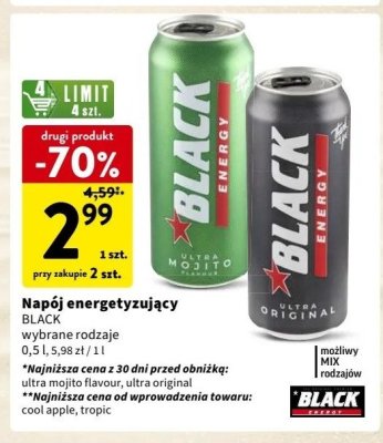 Napój energetyczny no limits cool apple Black energy promocja