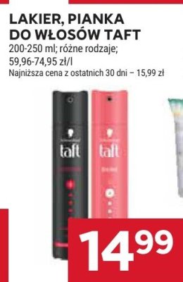 Lakier, pianka do włosów Taft 59,96-74,95 zł/l promocja w Stokrotka