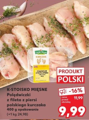 Polędwiczki z fileta z piersi pobłędwie kurczaka K-STOISKO MIĘSNE 400 g opakowanie promocja w Kaufland