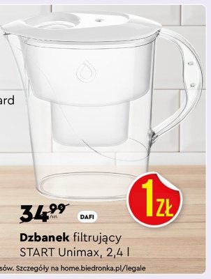 Dzbanek filtrujący standard Unimax, 2,4 l promocja w Biedronka