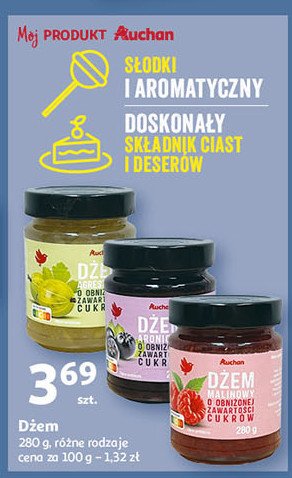 Dżem aroniowy o obniżonej zawartości cukrów Auchan różnorodne (logo czerwone) promocja