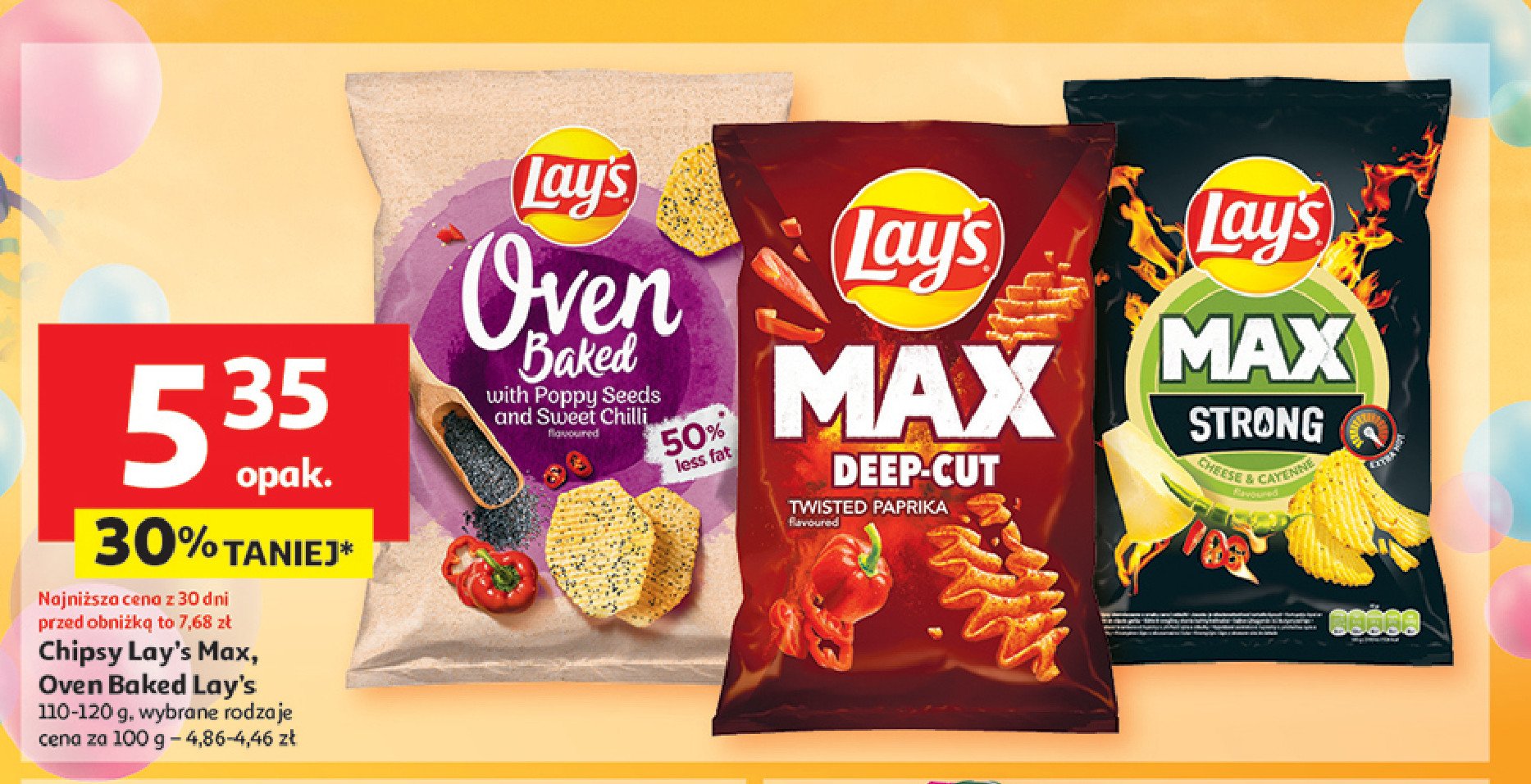 Chipsy paprykowe Lay's maxx mocno pogięte promocja w Auchan