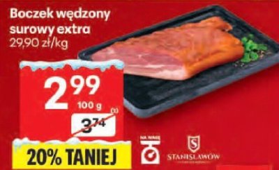 Boczek wędzony surowy extra promocja w Delikatesy Centrum