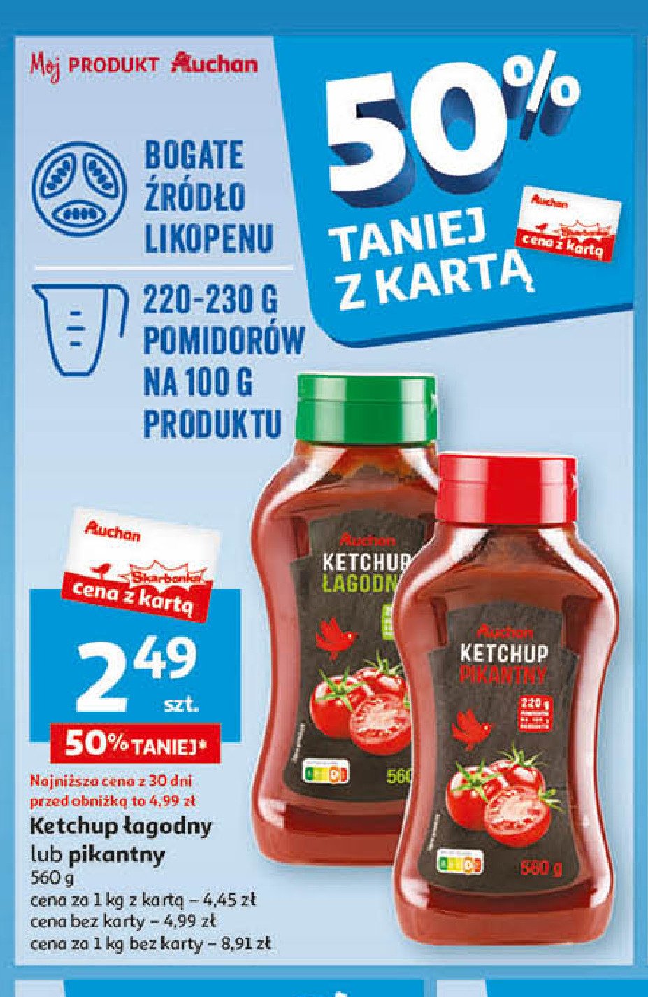 Ketchup pikatny Auchan różnorodne (logo czerwone) promocja
