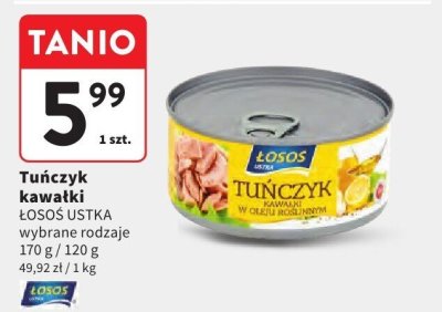 Tuńczyk kawałki Łosoś Ustka wybrane rodzaje 170 g / 120 g promocja w Intermarche