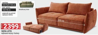 Sofa LETO wybrane wzory i kolory promocja w Merkury Market