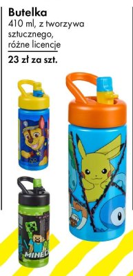 Butelka 410 ml różne licencje (Paw Patrol, Pokémon, Minecraft) promocja w Tedi