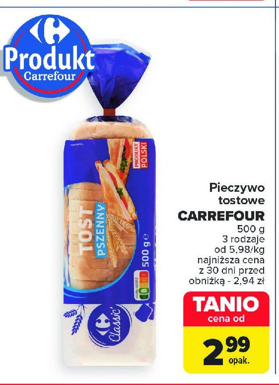 Tost pszenny Carrefour promocja