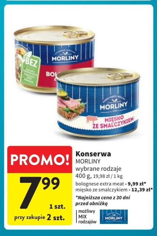 Sos boloński estra mięsny Morliny promocja w Intermarche