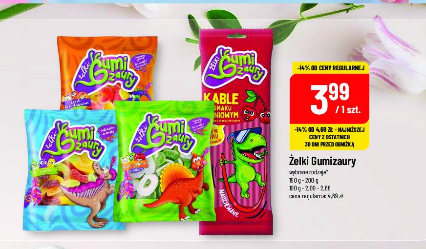 Żelki dżdzownice Żelki gumizaury promocja