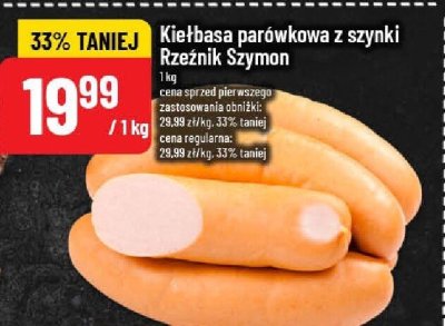 Kiełbasa parówkowa z szynki Rzeźnik Szymon promocja w POLOmarket
