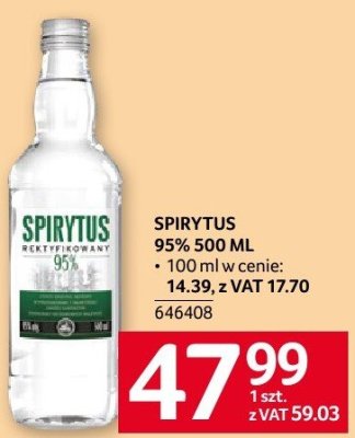 Spirytus SPIRYTUS REKTYFIKOWANY 95% promocja w Selgros