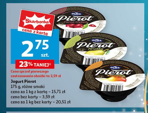 Jogurt pierot czereśnia Olma pierot promocja w Auchan