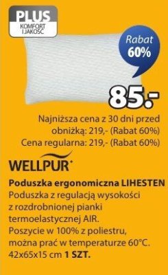 Poduszka ergonomiczna LIHESTEN z regulacją wysokości pianki termoelastycznej 42x65x15 cm promocja w Jysk