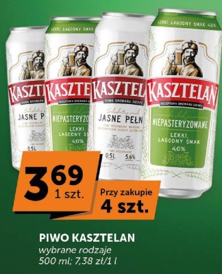 Piwo Kasztelan Niepasteryzowane wybrane rodzaje 500ml promocja w Euro Sklep