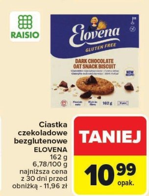 Ciastka czekoladowe bezglutenowe ELOVENA 160g promocja w Carrefour Market