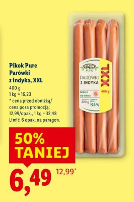 Parówki Pikok Pure z indyka, XXL promocja w Lidl