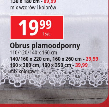 Obrus plamoodporny 140 x 160 cm promocja w Leclerc