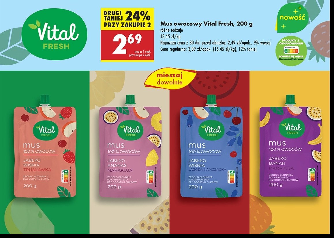 Mus jabłko-banan-marakuja Vital fresh promocja