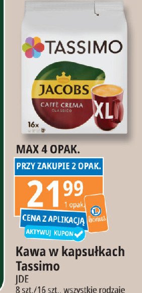 Kawa caffe crema Tassimo jacobs promocja w Leclerc