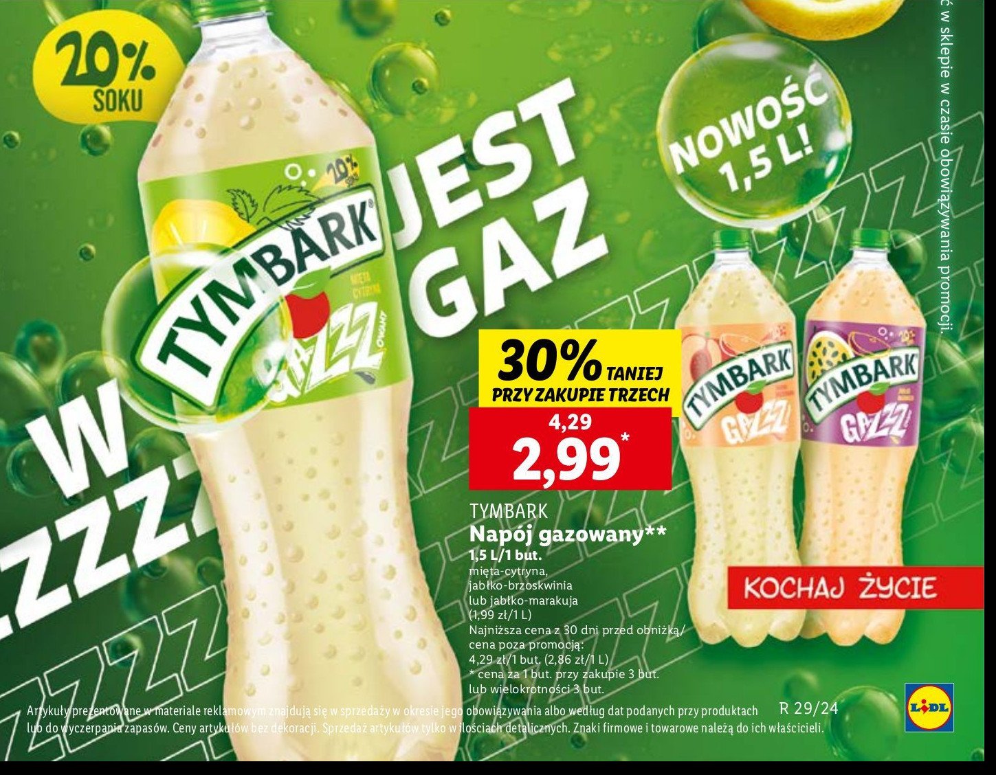 Napój jabłko-brzoskwinia Tymbark gazzz promocja