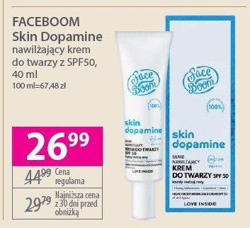 Krem do twarzy nawilżający spf50 Face boom skin dopamine promocja