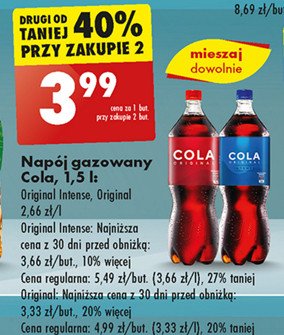 Napoj Cola original intense promocja w Biedronka