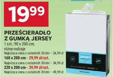 Prze艣cierad艂o jersey z gumk膮 220 x 200 cm promocja