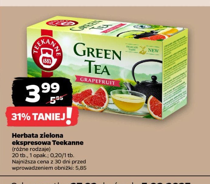 Herbata grapefruit Teekanne green tea promocja