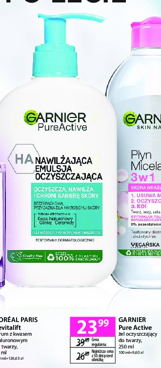 Emulsja do twarzy oczyszczająca Garnier pure active promocja