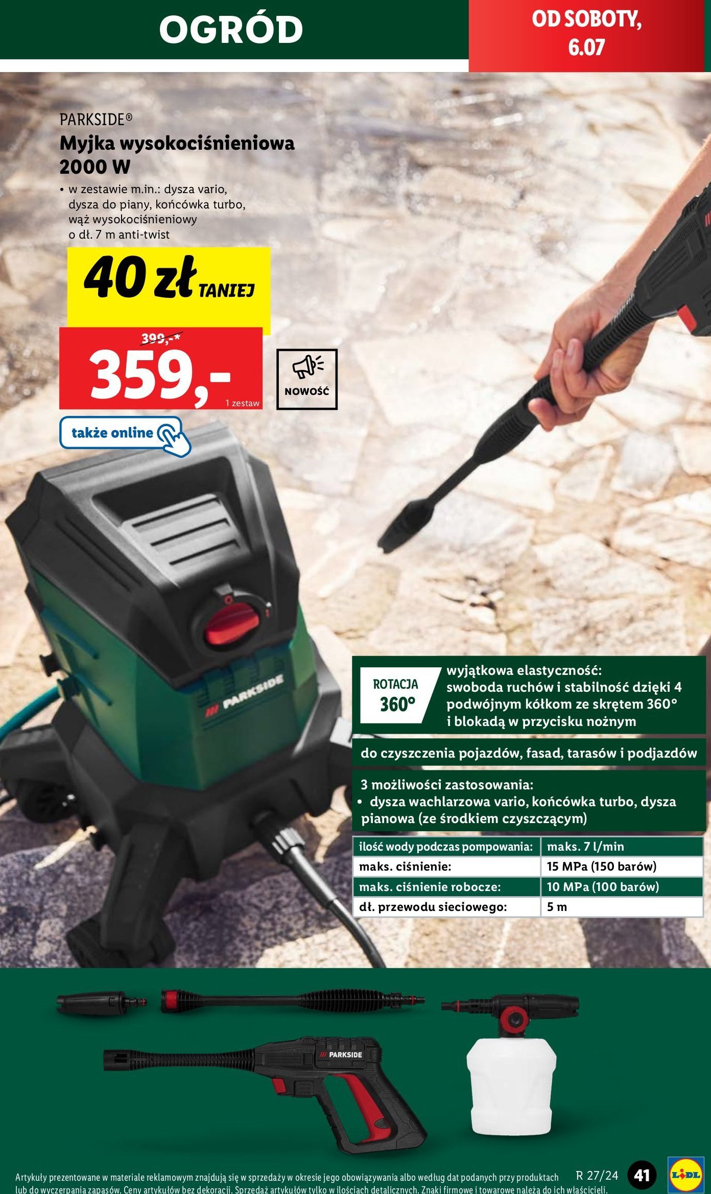 Myjka wysokociśnieniowa 2000 w Parkside promocja