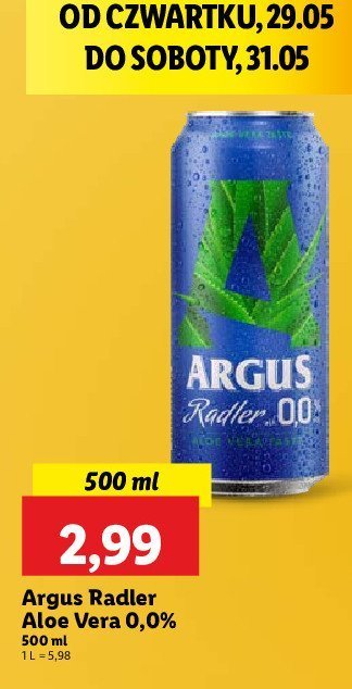 Piwo Argus radler aloe vera promocja