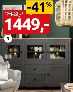 Witryna/kredens AREN, SxGxW: 143,5x40,5x149 cm promocja w Black Red White