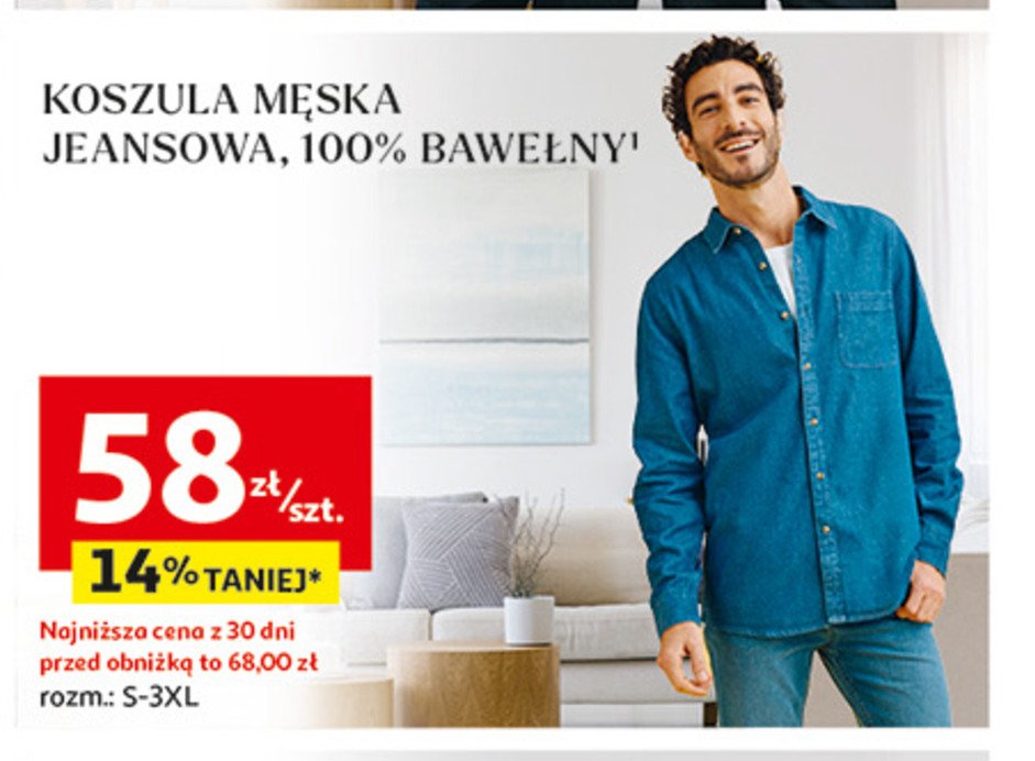 Koszula męska jeansowa s-3xl Auchan inextenso promocja w Auchan